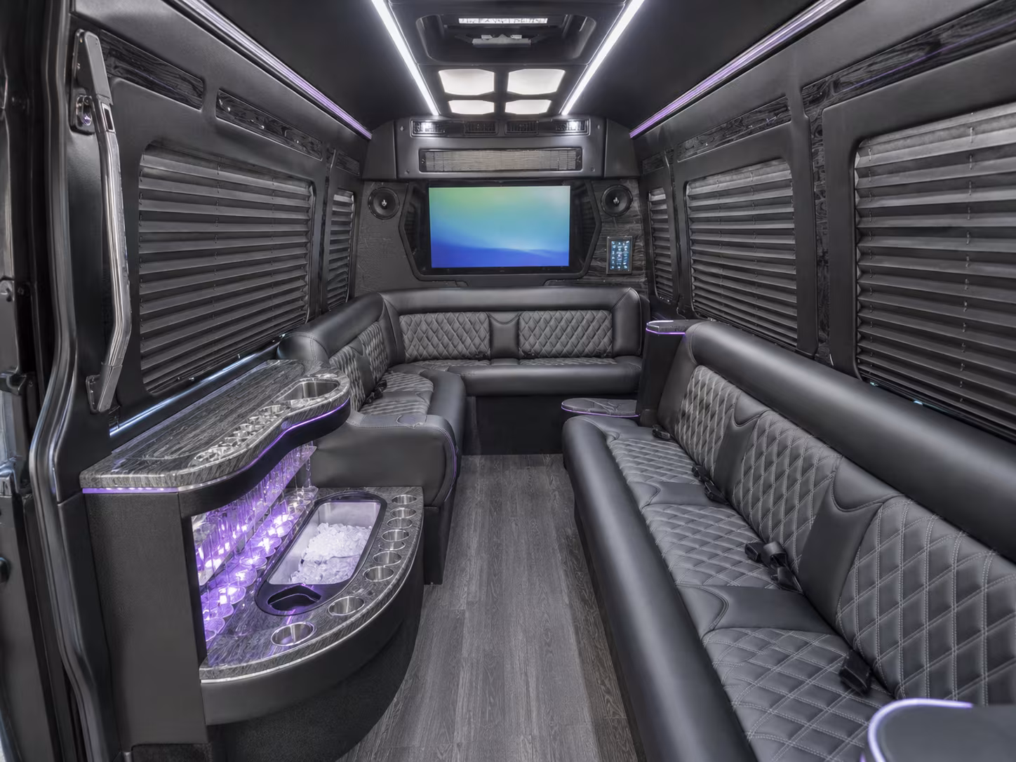 franklin 40 passenger party bus inside